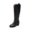 [Precio del Evento 290] Botas Altas de Cuero Flor Repujado Estilo Étnico con Tacones Altos Gruesos y Cremallera Lateral