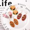 Deliciosa cena personalidad Dibujos animados Pizza Helado hamburguesa aretes colgante material DIY fabricantes al por mayor