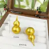 Colar com Pingente de Cabacinha Tridimensional Estilo Chinês Tradicional, Banhado a Ouro Cobre Escovado Fosco Vintage para Mulheres