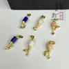 Ágata Listrada Natural Lápis Lazúli Pérola Contas Cilíndricas Incrustadas com Acessórios de Cobre Pingente DIY Acessórios Originais para Pulseira Colar