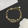 Pulseira Dupla Camada Pig Nose Cd com Logo, Totalmente Cravejada de Diamantes, Versão de Alta Qualidade Modelo Novo D-Brand/Réplica D-Brand, Transfronteiriço, Atacado