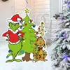 Nuevo letrero de suelo navideño con diseño de cachorro Grinch, letrero impermeable para césped de fiesta al aire libre, jardín