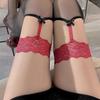 Medias de Seda Smoke Fun Borde Rojo Negro Tirante Falso Hasta la Rodilla Medias Largas de Seda Tentación Sexy Celebridad de Internet Lazo de Encaje
