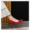 Sapatos de Camurça Pretos Primavera 2025 Estilo Jc Sexy Bico Fino Salto Agulha Alto Versátil Sapatos Formais de Trabalho para Mulheres