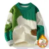 Suéter Color Block Inspirado em Design para Homens, Malha Patchwork da Moda Outono e Inverno, Jaqueta Suéter Casual Solta Juvenil
