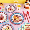 Mm005 Set de Fiesta Carnaval Cumpleaños Hb Bandera Banner 8 Personas Set de 4 Piezas Plato de Papel Vaso de Papel de Seda