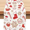 Nuevo camino de mesa navideño de Amazon transfronterizo con decoración de copo de nieve, mantel de lino duradero y resistente, suministro exclusivo