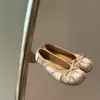 Sapatos de Ponta Dividida com Bolinhas Estilo Ballet para Mulheres, Sapatos Rasos de Calçar Sem Cadarço, Design Plano com Laço, Novos Sapatos de Cetim em Formato de Ferradura Primavera/Verão