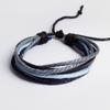 Pulseira simples original tecida à mão pulseira de couro com contas tecidas à mão pulseira de couro da moda com enrolamento multicamadas
