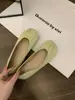 Sapatos Suaves de Brisa Noturna com Solado Plano para Mulheres, Sapatos com Solado Macio Que Não Cansam os Pés, Sapatos Tipo Colher de Feijão Verde