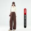 Pantalones de Chándal Ankesela Plátano Rojo para Mujer Otoño e Invierno Forrados de Polar Nuevos de Tiro Alto Pierna Ancha Rectos Casuales Versión Estrecha Pantalones Hoz