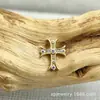 Pendientes de Cruz Vintage Astmf-13 de Aleación de Titanio Color Dorado Incrustados de Diamantes G23 Titanio Rosca Interna Zirconio Piercing de Labio