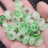 Jade Esmeralda Flor Flotante Hebilla de Jade de Agujero Grande Cuentas Dispersas de Jade Anillo de Flor Flotante Verde Anillo Donut Accesorios de Joyería Cuentas Hechas a Mano
