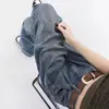 Design Sense Jeans de perna reta feminino estilo coreano High Street Slimming solto formato de pêra cintura alta perna larga calças compridas