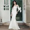 Vestido de Noite Branco 2026 Novo Estilo Vestido de Casamento Cauda de Peixe de Alta Qualidade para Sessão de Fotos em Estúdio Recepção de Casamento de Nicho Fotografia de Viagem Vestido de Casamento Leve