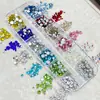 Zapatos Planos Redondos Pequeños Diamante Fondo Plano Tamaño de Diamante Mixto Diamante para Uñas Caja de 12 Compartimentos Strass de Vidrio Super Brillante Decoración de Uñas Joyería para Uñas