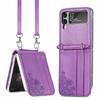 Adecuado para Samsung Zflip 70% de descuento Funda Apilada para Teléfono Móvil Zflip5 Bolso Bandolera Tipo Cordón Patrón Repujado para Tarjetas Funda de Cuero para Teléfono Móvil
