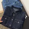 Camisa Jeans Vintage com Gola Dobrável e Manga Longa para Mulheres, Nova Jaqueta Camisa Camada de Caimento Solto para Outono