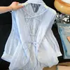 Camisa de manga larga con cordones y encaje delicado, nuevo diseño de verano, top fino, maduro y elegante con protección solar