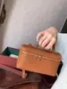 Bolsa Térmica para Marmita Transfronteiriça Lp19 Gigi Mesmo Estilo Bolsa Feminina de Couro Genuíno Simples Monocromática Diagonal Bolsa Caixa Elegante de Nicho Feminina