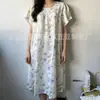 Vestido de Algodón y Seda para Mujer, Verano Manga Corta, Moderno y Elegante, Dobladillo Ancho Camisón, Estilo Mamá Joven, Modelo 2025