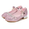 Zapatos de Princesa para Niñas, Zapatos de Tacón Alto para Niños de Primavera y Otoño, Zapatos Suaves Antideslizantes para Niños Medianos y Grandes, Zapatos para Niñas Pequeñas, Zapatos de Piel con Lentejuelas