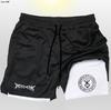 Shorts masculinos dois em um com estampa de Berserk Guts, shorts esportivos para treino de fitness ao ar livre