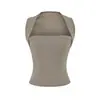 Roupa Externa de Tricô Gola Quadrada Spicy Girl Pure Desire Ombreira Sem Mangas Colete Top Feminino 2026 Chegada Nova de Verão Top Sem Mangas
