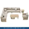Sofá de Madera Maciza para Jardín de Villa de Alta Gama Mesa de Café Sofá Impermeable y Resistente al Sol Muebles de Teca para Patio Exterior Sofá de Hotel