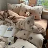 Algodón Puro Grado A para Mamá y Bebé Algodón en Bola Dibujos Animados Frescos Funda de Edredón Sábana Bajera Ropa de Cama para Dormitorio Estudiantil 4