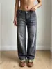 Comercio exterior Ropa de mujer Otoño Primavera Wish Holgada Retro Casual Pantalones Bloques de Color Moda Individual Tendencia Jeans con Perforaciones Calientes Tendencia