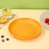 Plato Redondo de Paja de Trigo Plato de Frutas de Plástico para el Hogar Plato de Fibra para Snacks de Verduras Cena
