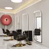 Estación de espejo de salón de peluquería de moda, espejo de tienda de peluquería, espejo de corte de pelo específico para salón, espejo simple de una cara montado en la pared con luz LED