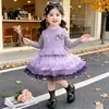 Conjunto de Vestido para Meninas Primavera e Outono 2026 Novo Estiloso para Bebê Menina Tricô Roupa Infantil Saia de Renda Princesa