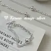 Joyería Estilo Celebridad de Internet Dongdaemun Coreana Plata de Ley S925 Cadena Resistente con Cuentas Cierre de Pinza de Cangrejo Pulsera, Única y Sencilla