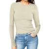 Comércio exterior Europa e América Outono Quente 2023 Nova Estação Independente da Amazon Crewneck Manga Longa All-match Camisa Base Feminina