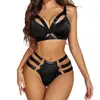 Comércio Exterior Europeu e Americano Lingerie Sexy para Mulheres Venda Quente Lingerie Erótica Estampa de Leopardo Tentação Conjunto de Três Peças Em Estoque Atacado