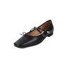 Zapatos Vintage Cruz con Lazo Nariz de Cerdo Nuevos Primavera y Verano con Falda Talla Baja Talla Cuero Tacón Grueso Mary Jane