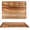 Tabla de cortar de madera de acacia Tabla de cortar de madera maciza Tabla para pan Tabla cuadrada para picar Tabla para quesos Plato para comida occidental Tabla para pizza con fregadero
