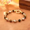 Pulseira de Contas Vintage Olho de Tigre Maillard para Mulheres, Luxo Leve, Moda de Alto Padrão, Simples e Elegante, Pulseira Versátil para Atacado