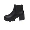 Botas Martin de Plataforma Impermeables de Otoño e Invierno Nuevas de Comercio Exterior Europeo y Americano, Tacones Altos Gruesos, Botas de Mujer Talla Grande, Botas de Cuero con Puño Elástico, Botas de Corte Bajo