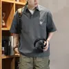 Camisa Polo Casual Americana de Nuevo Estilo Verano 2025 Talla Grande Holgada Casual Versátil Cuello Solapa Top Camiseta de Manga Corta para Hombre