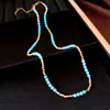 Collar de cuentas con piedra chapado en oro real de 18k, sensación de lujo ligero y alta gama, cadena para la clavícula, moda vintage, accesorio retro y versátil