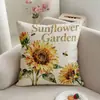 Funda de Almohada de Girasol, Extraíble y Lavable, Decoración del Hogar, Funda Cuadrada para Cojín de Sofá, Transfronterizo