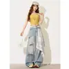 Jeans reto lavado com design rasgado e desgastado, estilo high street americano para mulheres, calças largas casuais, modernas, soltas e que afinam