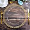 Prato de Floco de Neve de Vidro Dourado, Prato Assimétrico, Prato de Bambu Dourado, Prato de Prata, Prato de Frutas, Casamento Requintado