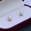 Pendientes de perla de agua dulce, ligeros y fuertes, de 6 a 7 mm, casi redondos, con defectos finos, de plata S925, para mujer, de moda, sencillos.
