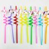 Amazon Transfronterizo Decoración de Fiesta Europea y Americana Pequeños Regalos Dinosaurio Dibujo Animado Mascota Pajita Reutilizable Flexible Estilo Dibujo Animado