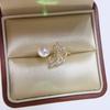 Anillo de perla de agua dulce natural brillante de luz fuerte Zhuji, anillo de apertura ajustable con mariposa de circonita micro engastada, venta al por mayor