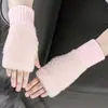 Luvas Sem Dedos Quentes de Lã para Inverno Luvas de Meio Dedo para Mulheres Protetores de Pulso Tricotados de Pelúcia de Inverno Luvas Sem Dedos para Escritório Estudante para Escrita